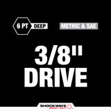 Milwaukee 49-66-7009 43PC SHOCKWAVE Impact Duty 3/8" Drive SAE & Metric Deep 6 Point Socket Set
