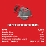 Milwaukee 2982-20 M18 FUEL 8 in. Metal Cutting Circular Saw
