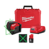 Milwaukee 3622-21 M12 Green Cross Line & Plumb Points Laser Kit