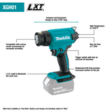 Makita XGH01ZK 18V LXT Lithium‑Ion Cordless Heat Gun, Tool Only