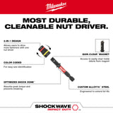 Milwaukee 49-66-4542 SHOCKWAVE Impact Duty 1/4Ã¢â‚¬Â and 5/16Ã¢â‚¬Â x 2-1/4Ã¢â‚¬Â QUIK-CLEAR 2-in-1 Magnetic Nut Driver