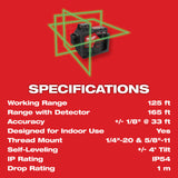 Milwaukee 3632-21 M12 Green 360-Degree 3-Plane Laser Kit