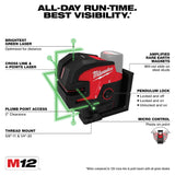 Milwaukee 3624-20 M12 Green Laser â€“ Cross Line & 4-Points