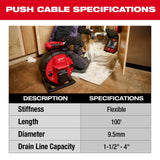Milwaukee 2972-20 M18 100ÃƒÂ¢Ã¢â€šÂ¬Ã¢â€žÂ¢ Flexible Pipeline Inspection Reel