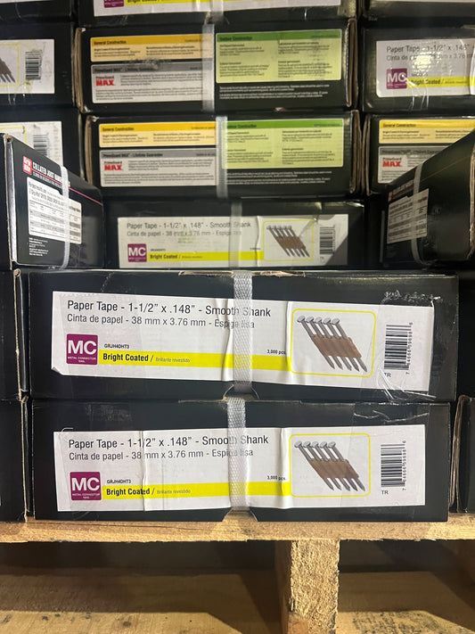 (3,000 BOX) Grip-Rite GRJH4DHT3 Joist Hanger Nails 1-1/2" .148 Paper Strip 33 deg Teco Nail