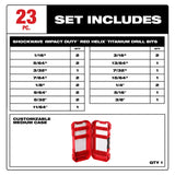 Milwaukee 48-89-4631 SHOCKWAVE Impact Duty RED HELIX Titanium Drill Bit Set ÃƒÂ¢Ã¢â€šÂ¬Ã¢â‚¬Å“ 23PC