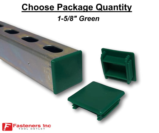 PVC Style Plastic GREEN End Caps Unistrut Channel 1-5/8'' X 1-5/8'' #EC-2G