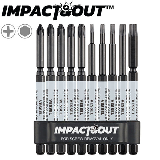 Vessel Tools HZB10P01 Impact & Out Screw Removing Bit (10pc assortment)