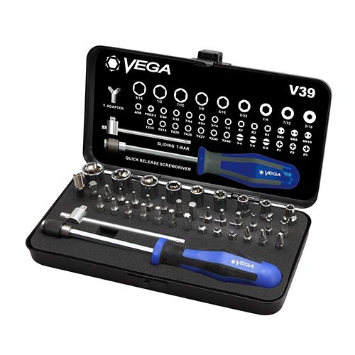 Vega Tools V39 39 PC Bit, Socket & Hand Driver Set Fasteners Inc