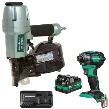 Metabo HPT KNV65AH2M Pro Bundle 2-1/2 Inch Coil Siding Nailer with BONUS Impact Driver Kit