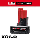 Milwaukee 48-11-2462B M12 REDLITHIUM XC6.0 12V Lithium-Ion Rechargeable Battery Pack, 2 Pieces