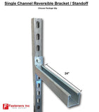24" Single Channel Reversible Bracket Standoff for Unistrut Strut Solid Post #478624 P2947