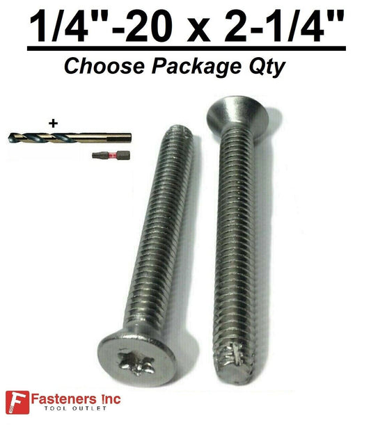 1/4"-20 x 2-1/4" Stainless Steel Trailer Flooring Floorboard Screw Torx W/ BITS!