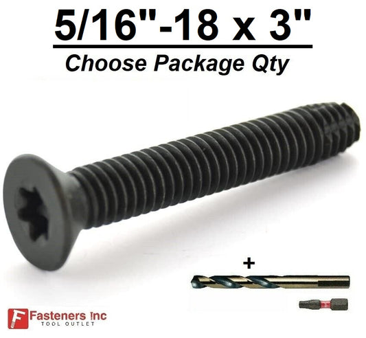 5/16"-18 x 3" Torx Trailer Flooring Floorboard Screws + Drill Bit+T30