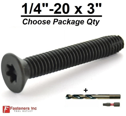 1/4"-20 x 3" Torx Trailer Flooring Floorboard Screws + Drill Bit+T30