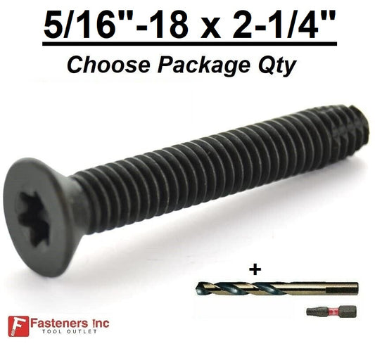 5/16"-18 x 2-1/4" Torx Trailer Flooring Floorboard Screws + Drill Bit+T30