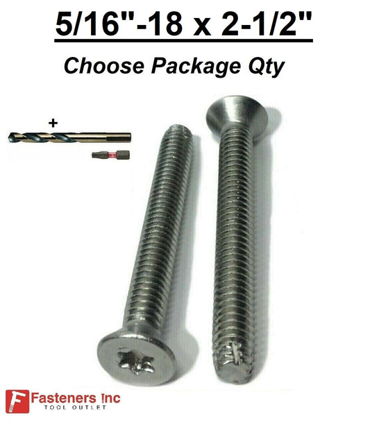 5/16"-18 x 2-1/2" Stainless Steel Trailer Flooring Floorboard Screw Torx w/ BITS