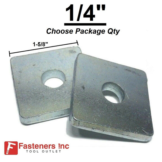 1/4" X 1-5/8" X 1-5/8" Square Plate Washers for Unistrut Channel (#4600)