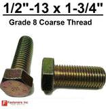 1/2"-13 x 1 3/4" (FT) Hex Bolt Yellow Zinc Plated Grade 8 Cap Screw Coarse Thread