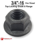 3/4"-16 Grade G (Hardened) Flange Locking Nut Black Phos Oil 3/4" Fine Thread