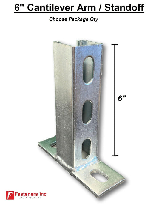 6" Slotted Single Channel Reversible Bracket Standoff for Unistrut Strut Post