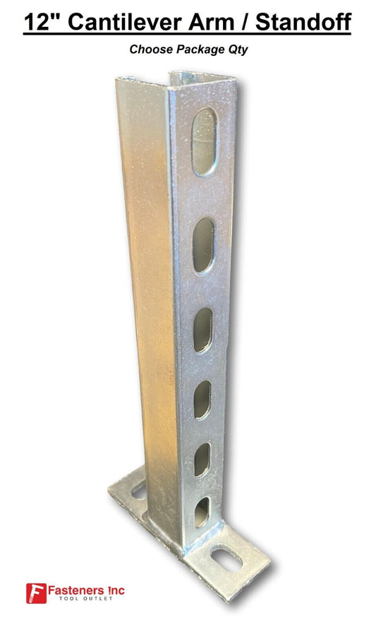 12" Slotted Single Channel Reversible Bracket Standoff for Unistrut Strut Post