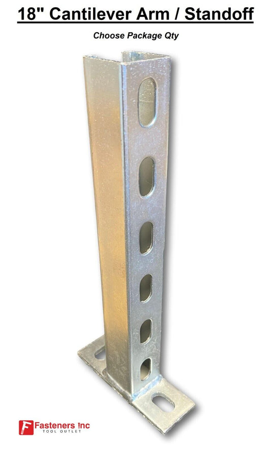 18" Slotted Single Channel Reversible Bracket Standoff for Unistrut Strut Post