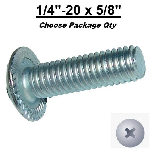 1/4"-20 x 5/8" Serrated Phillips Truss Head Machine Screws (Choose Package Qty)