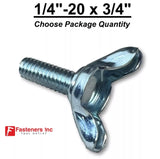 1/4-20 x 3/4" (FT) Stamped Wing Bolt Zinc Plated Coarse Thread (Choose Pkg Qty)