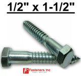 (Choose Qty) 1/2" x 1-1/2" Zinc Plated Hex Head Lag Bolt Screws A307