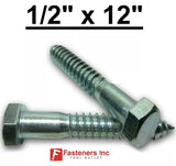 (Choose Qty) 1/2" x 12" Zinc Plated Hex Head Lag Bolt Screws A307