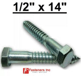 (Choose Qty) 1/2" x 14" Zinc Plated Hex Head Lag Bolt Screws A307