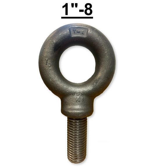 1"-8 x 2.50" Thread Lifting Eye Bolt Eyebolt Forged Black USA Domestic