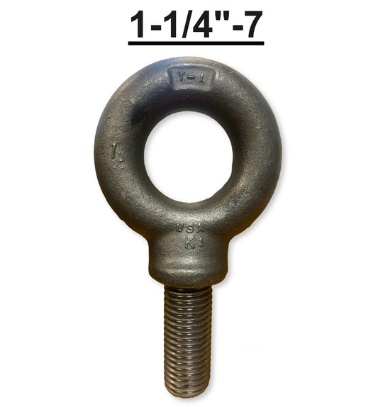 1-1/4"-7 x 3" Thread Lifting Eye Bolt Eyebolt Forged Black USA Domestic