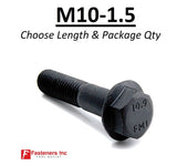 M10-1.5 x 65mm Grade 10.9 Hex Metric Flange Bolts Plain Black Hardened