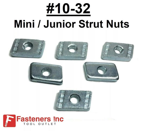 (Qty 100) #10-32 Mini Strut Nuts for 13/32 Deep Junior Unistrut Channel