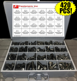 420 Pieces Grade 8 Flange / Frame Bolt & Lock Nut Assortment Kit Black Phos/Oil