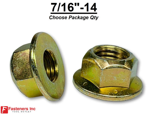 7/16"-14 Locking Flange Nut Grade 8 Yellow Zinc Plated