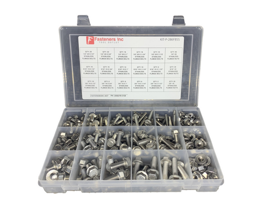 Stainless Steel Serrated Flange Bolt and Flange Nut Assortment 286 PCS