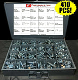 410 pcs Grade 5 Zinc Serrated Hex Flange Bolt & Flange Nut Assortment Kit!