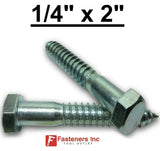 (Choose Qty) 1/4" x 2" Zinc Plated Hex Head Lag Bolt Screws A307