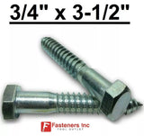(Choose Qty) 3/4" x 3-1/2" Zinc Plated Hex Head Lag Bolt Screws A307