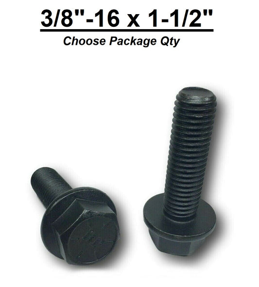 3/8"-16 x 1-1/2" Grade 8 Flange Frame Bolt Plain Black