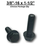 3/8"-16 x 1-1/2" Grade 8 Flange Frame Bolt Plain Black