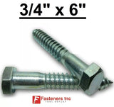 (Choose Qty) 3/4" x 6" Zinc Plated Hex Head Lag Bolt Screws A307