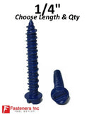 1/4" X 1-3/4" Concrete Masonry Screw Anchors Tapcon Hex Head