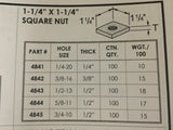 1/2"-13 X 1-1/4 X 1-1/4 Square Nuts for Unistrut Channel #4843 P1960