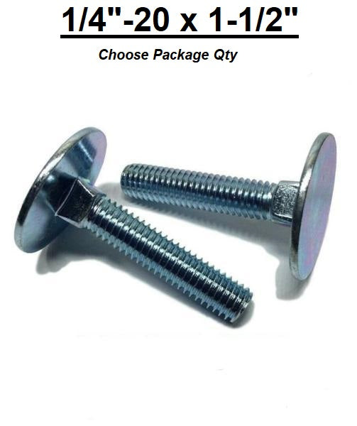 1/4"-20 x 1-1/2" Elevator Bolt Zinc Plated Full Thread Grade 2