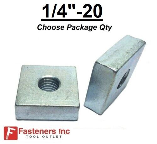 1/4"-20 X 1-1/4 X 1-1/4 Square Nuts for Unistrut/B-Line Channel #4841