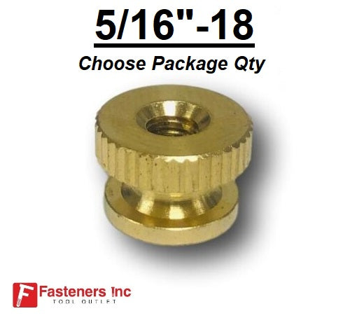 5/16"-18 Brass Solid Knurled Thumb Nut UNC Decorative